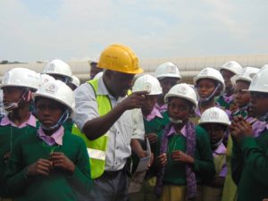 Students from Mwea Primary School during a visit at Olkaria Power Station. The School won second place during GIC has I.